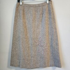 Kuda Gray and Tan Midi A-Line‎ Skirt for Work SZ XL
